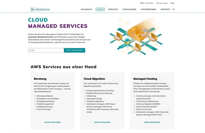 Demicon Website Cloud Seite