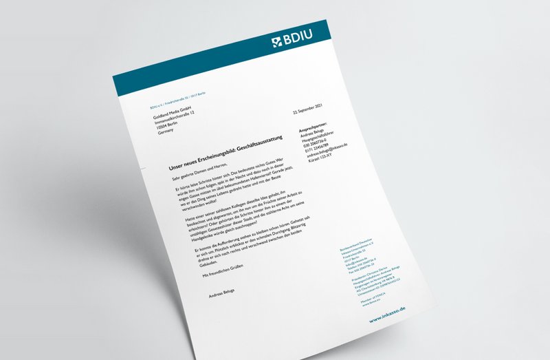 Inkasso Briefpapier im Corporate Design