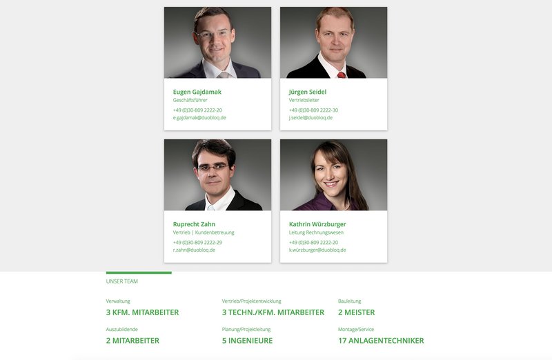 Duobloq Website Team Seite