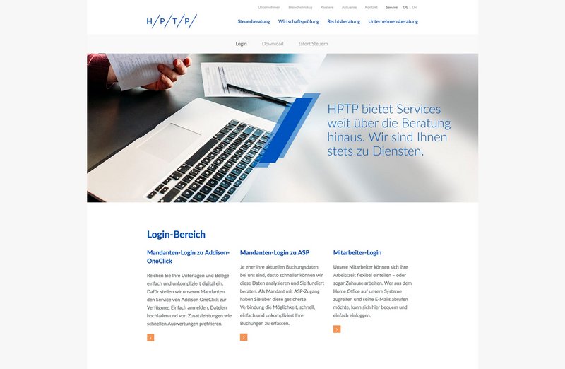 HPTP Website Login Bereich