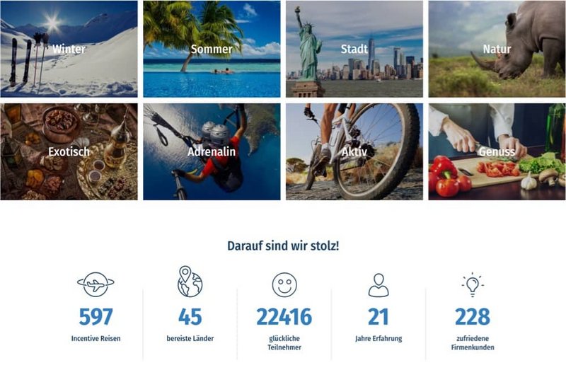 Reisemanufaktur Website Kacheln