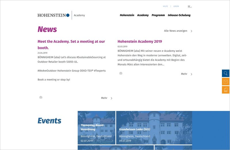 Hohenstein Academy Website News Seite