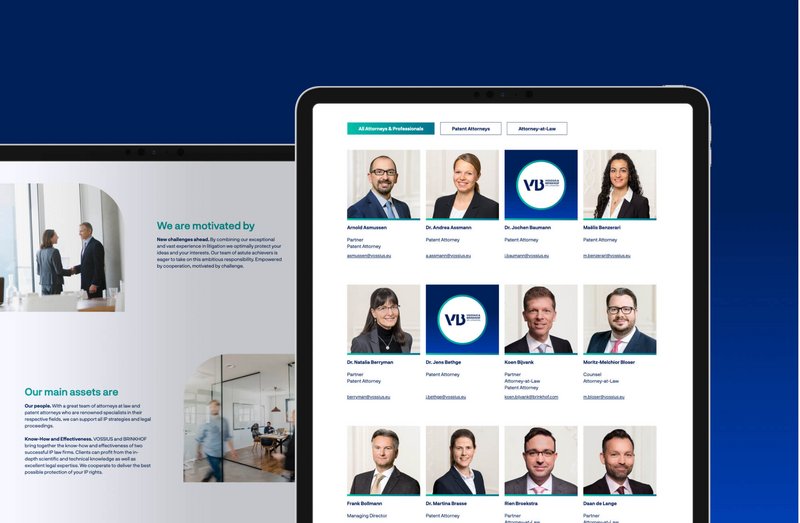 Vossius Brinkhof Website Tablet Ansicht