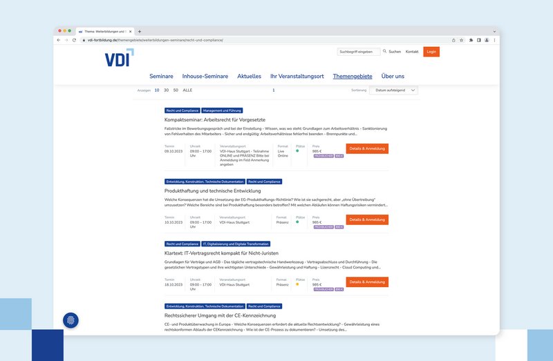VDI Themengebiete Website