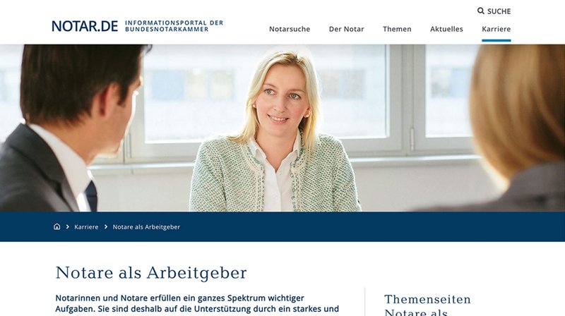 notar.de Website Karriere Seite