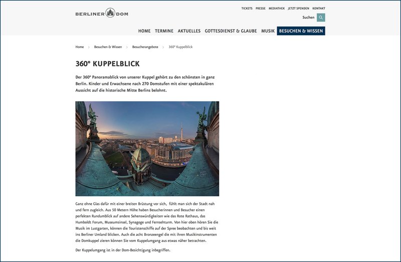 Berliner Dom Website Besuchen und Wissen Seite