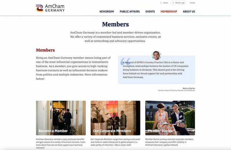 Amcham Website Membership Seite