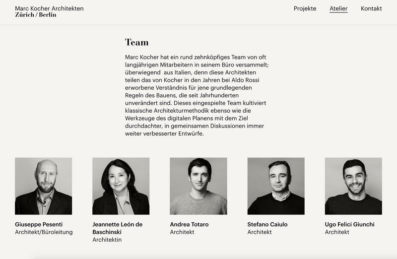 Marc Kocher Website Team Seite