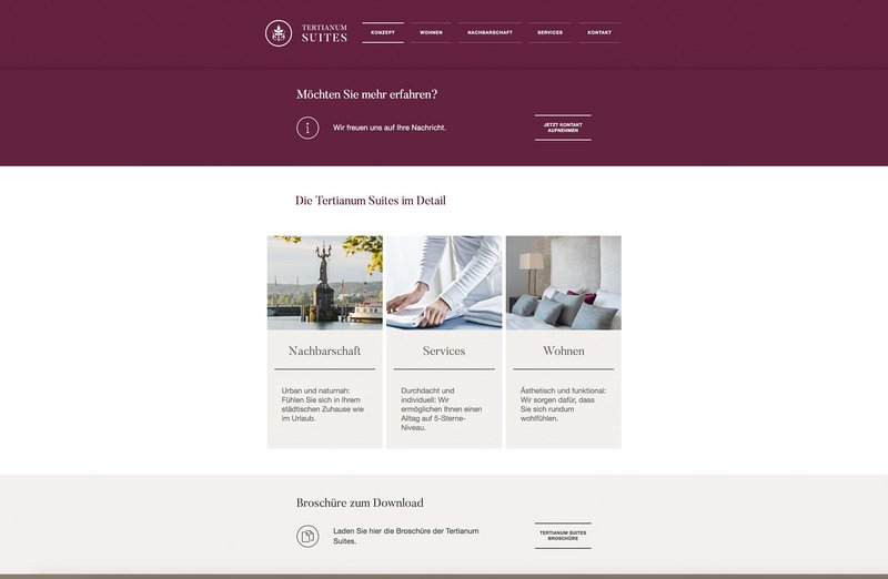 Tertianum Suites Website Konzept Seite