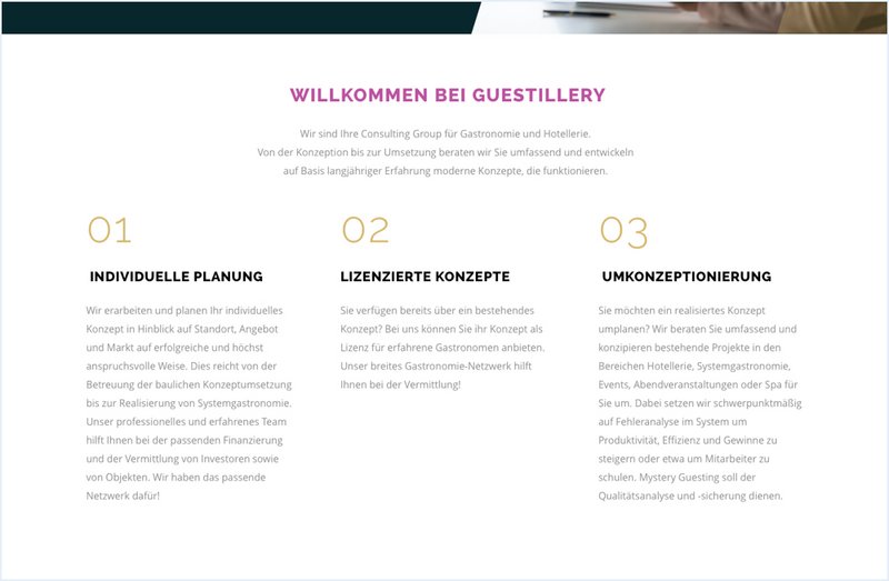 Guestillery Website Startseite