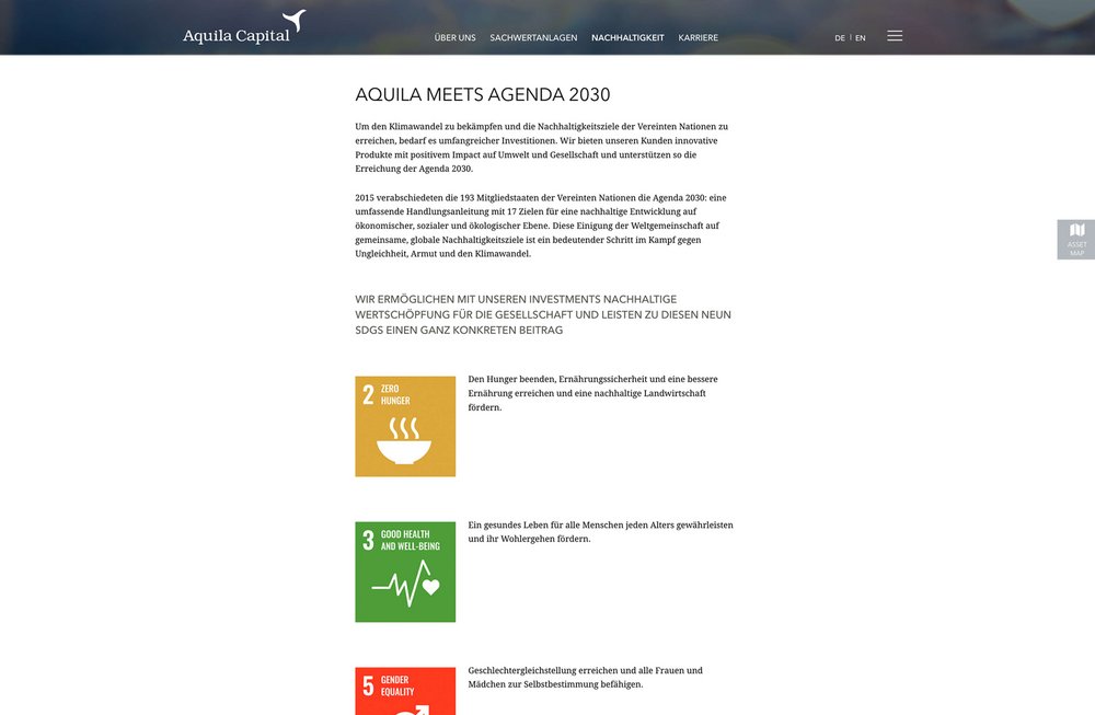 Aquila Capital Website Ansicht