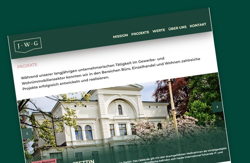 JWG Invest Website Projekte Seite