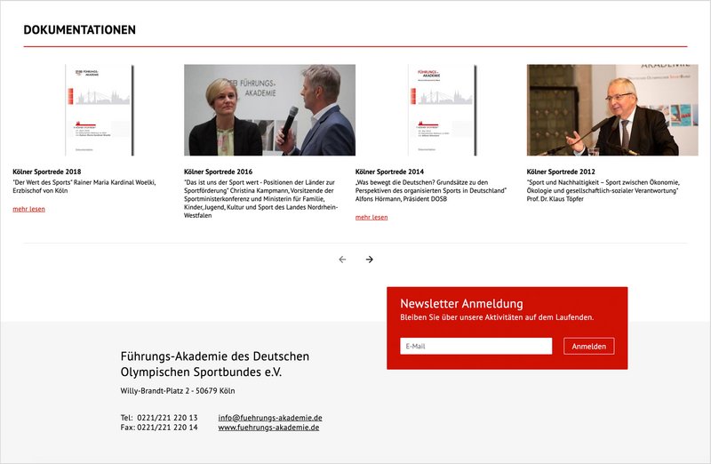 DOSB Website Dokumentationen Seite