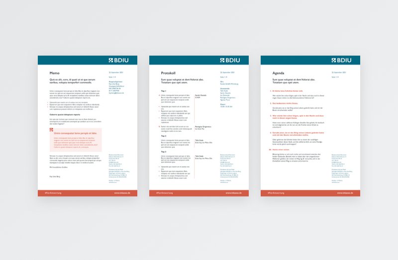 BDIU Inkasso Briefpapier im Corporate Design