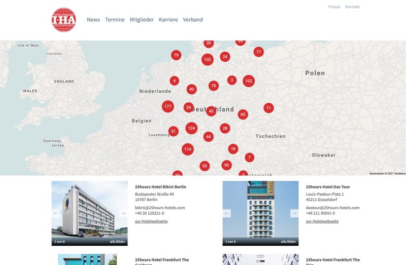 IHA Website Standorte Seite
