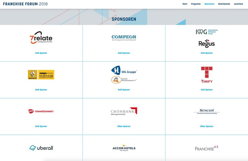 Franchise Forum Website Sponsoren Seite