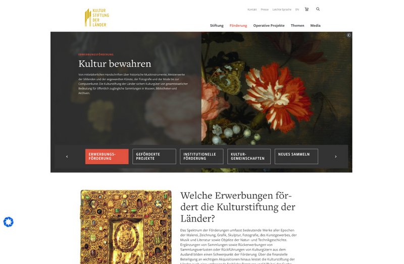 Kulturstiftung der Länder Website Förderung Seite