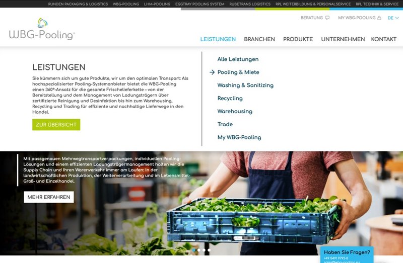 WBG Pooling Website Leistungen Seite