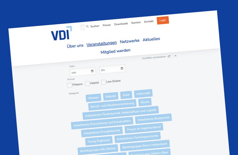 VDI Südwest Website Veranstaltungsseite