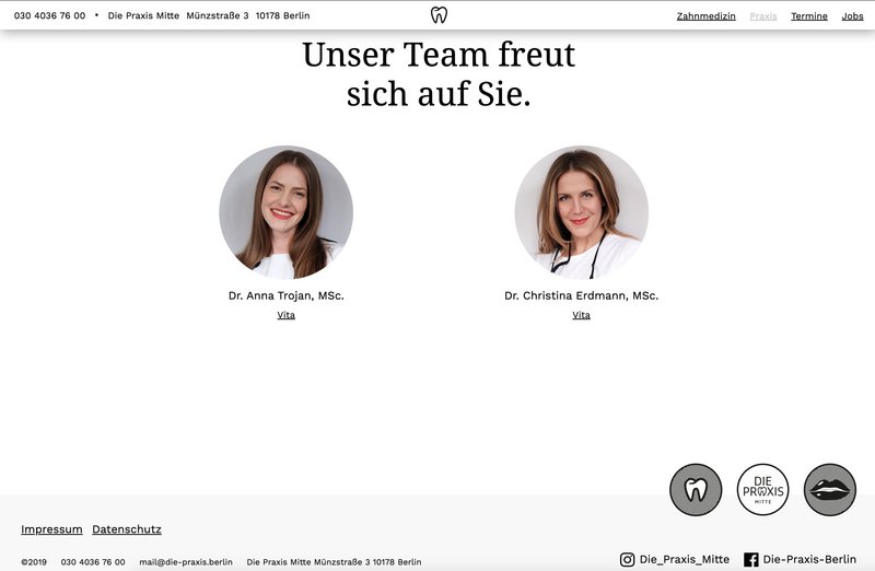 Praxis Mitte Website Praxis Seite