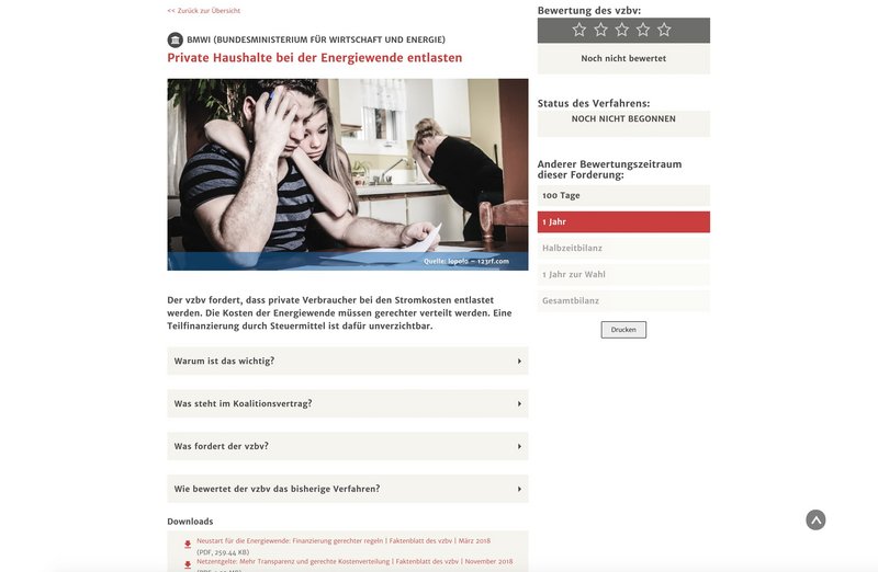 VZBV Website Projekt Detailseite