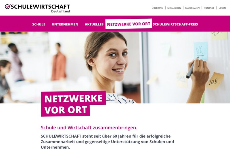 Schulewirtschaft Website Netzwerke vor Ort Seite