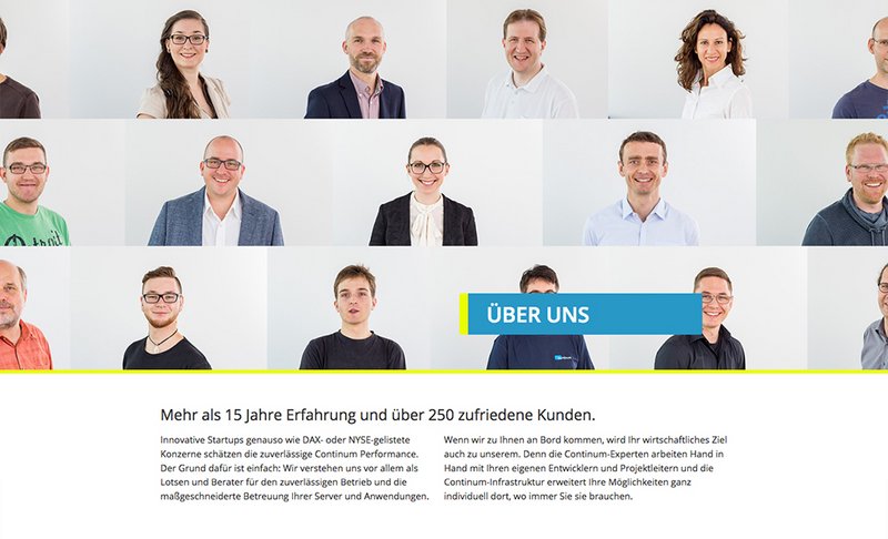 Continum Website über uns Seite