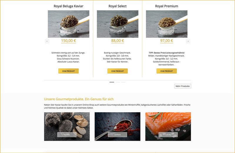 Royal Caviar Website Produkte