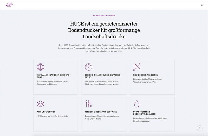 HUGE Website Unternehmensseite