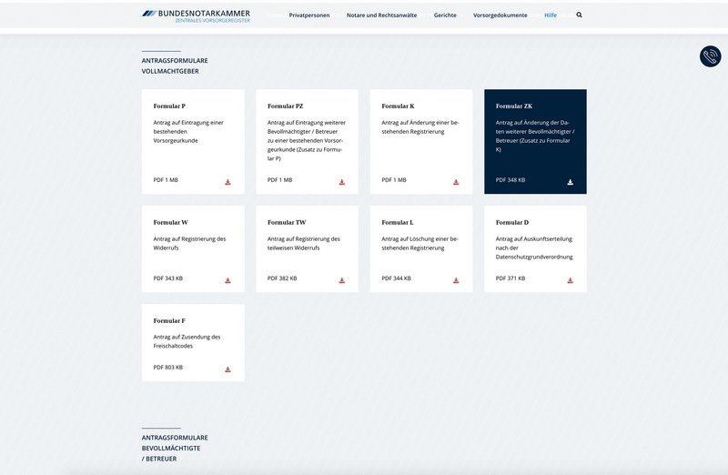 ZVR Website Hilfe Seite