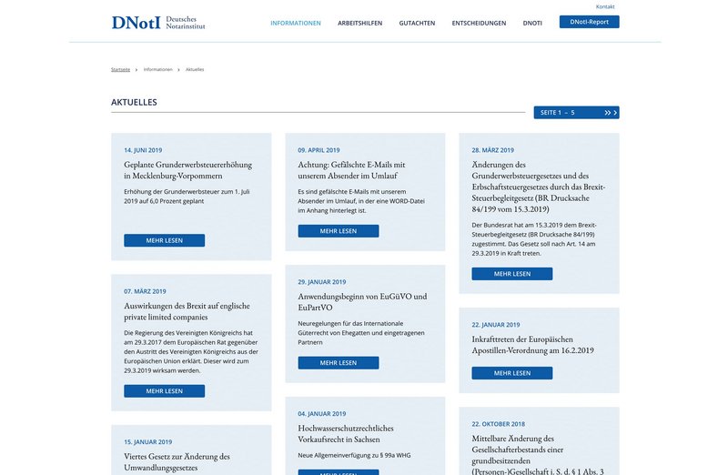 DNotI Website Aktuelles Seite