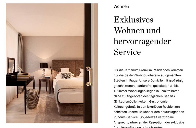 Tertianum Website Wohnen Detailabschnitt