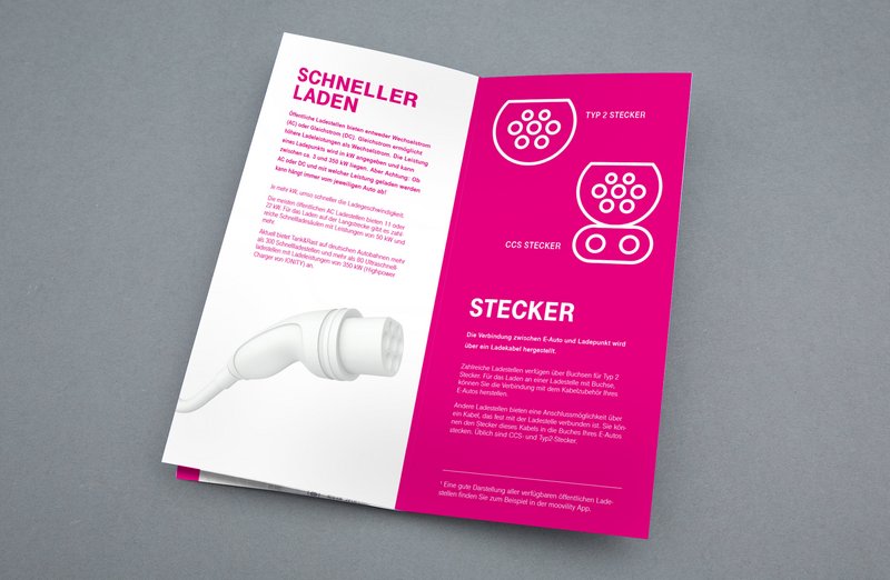 Telekom Get Charge Broschüre aufgeklappt
