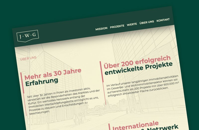 JWG Invest Website Unternehmensseite