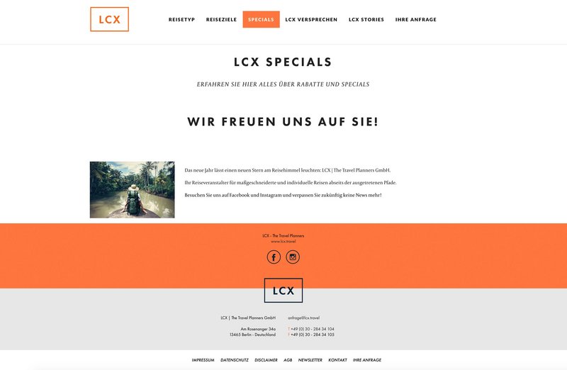 LCX Website Specials Seite