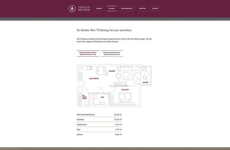Tertianum Suites Website Wohnen Seite