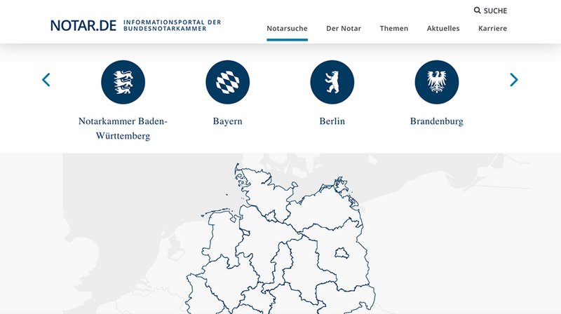 notar.de Website Notarsuche Seite