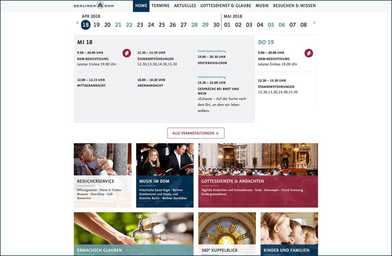 Berliner Dom Website Startseite