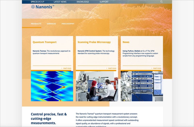 Specs Group Website Nanonis Seite