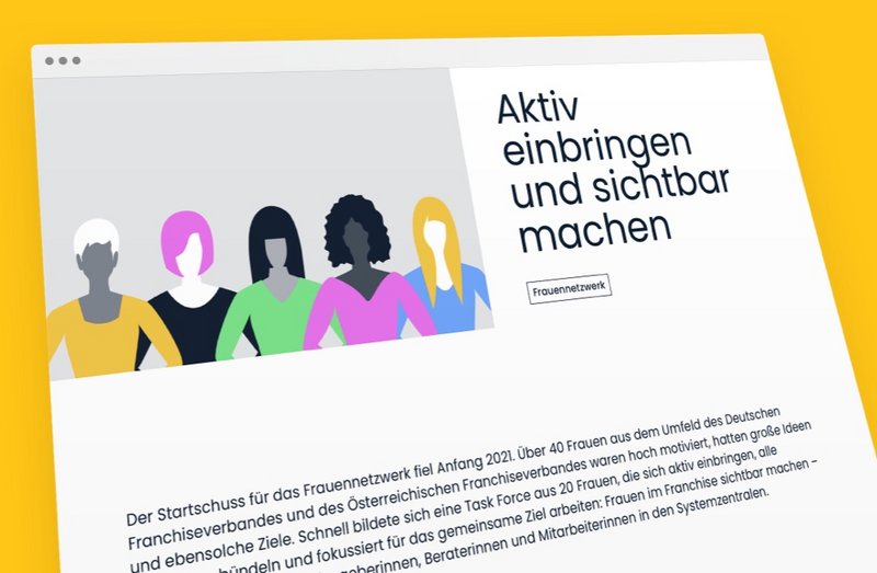 Frauen im Franchise Website Netzwerk Seite