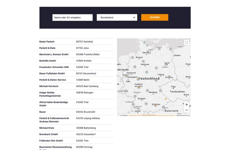 BVPF Website Filter Standorte in Deutschland