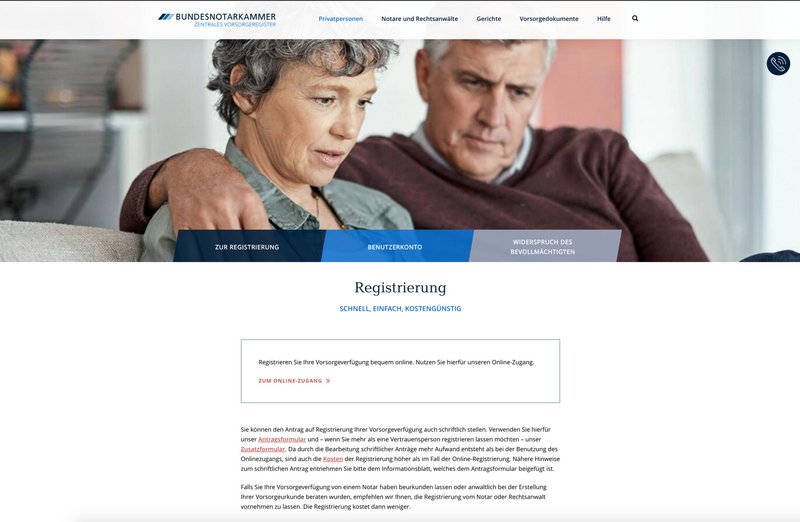 ZVR Website Seite für Privatpersonen