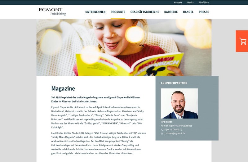 Egmont Ehapa Website Produkte Seite