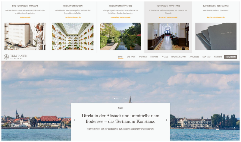 Tertianum Premium Residences Website Menü