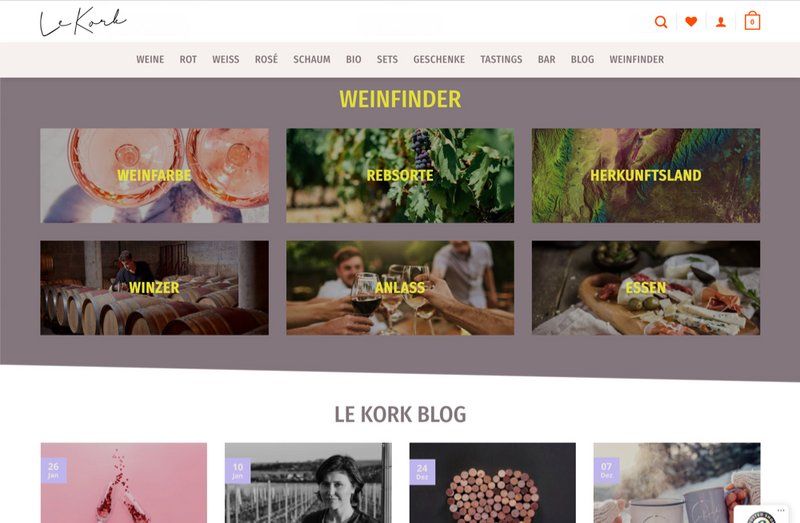 LeKork Website Startseite