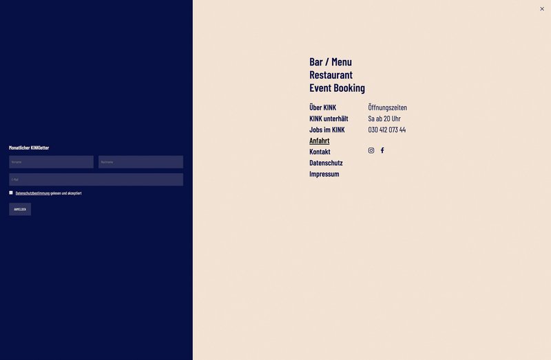 Kink Website Menü