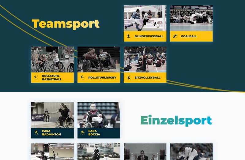 Deutscher Behindertensportverbund Website Teamsport und Einzelsportseite