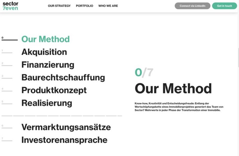 Sector7 Website Menü