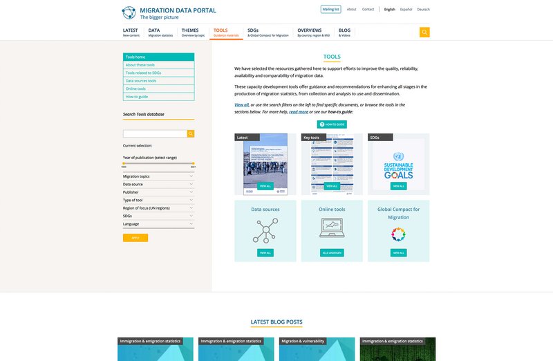 IOM Big Data Website Tools Seite