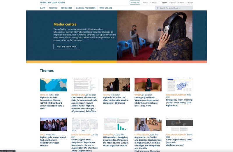 IOM Afghanistan Website Media Center Seite